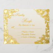 Luxueuze Ivoren Gouden Script Trouw RSVP Kaart (Voorkant)