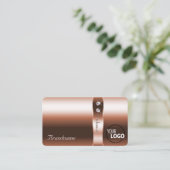 Luxueuze koperen blush glanzende diamanten en Logo Visitekaartje (Staand voorkant)