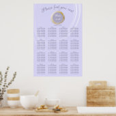 Luxueuze lavender met Gold Ring Seating Chart Poster (Keuken)