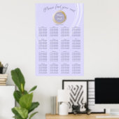 Luxueuze lavender met Gold Ring Seating Chart Poster (Thuiskantoor)