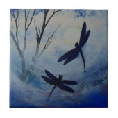 luxueuze lieren van de libellen tegeltje (Voorkant)