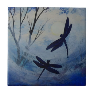 luxueuze lieren van de libellen tegeltje