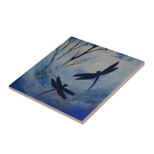 luxueuze lieren van de libellen tegeltje (Zijkant)
