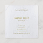 Luxueuze marmer Moderne Sjabloon Gold Monogram Vierkante Visitekaartje (Achterkant)