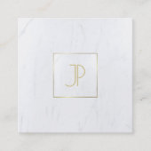 Luxueuze marmer Moderne Sjabloon Gold Monogram Vierkante Visitekaartje (Voorkant)