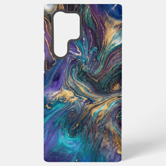 Luxueuze marmeren Samsung-hoes – Blauwe paarse gou Samsung Galaxy Hoesje