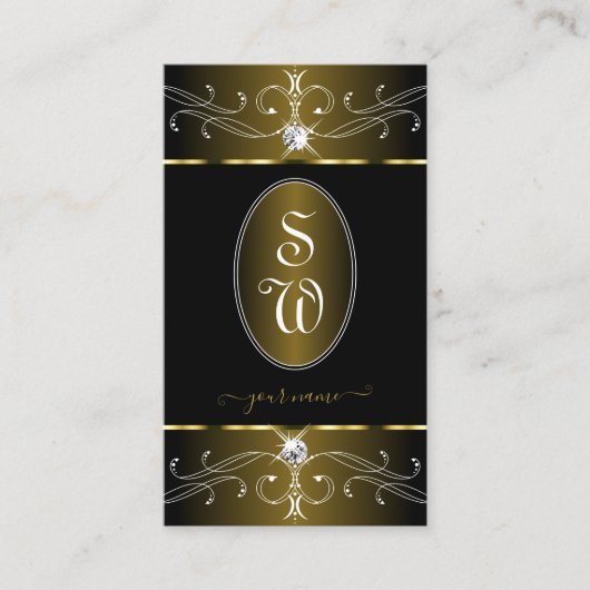 Luxueuze  Ornamenten monogram voor goud en zwart Visitekaartje (Voorkant)