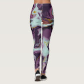 Luxueuze Paarse en goudmarmer-monogram Leggings (Achterkant)