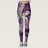 Luxueuze Paarse en goudmarmer-monogram Leggings (Voorkant)