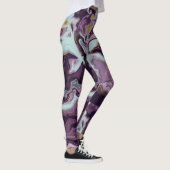 Luxueuze Paarse en goudmarmer-monogram Leggings (Rechts)