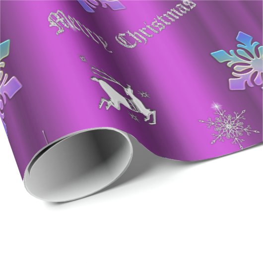 Luxueuze Paarse kerst Cadeaupapier (Rol Hoek)