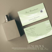 Luxueuze pasta Sage Green met Logo en diamant Visitekaartje