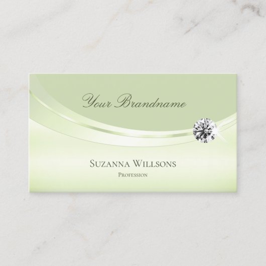 Luxueuze pasta Sage Green met Logo en diamant Visitekaartje (Voorkant)