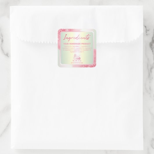 Luxueuze pastroze gloeilamp vierkante sticker (Tas)