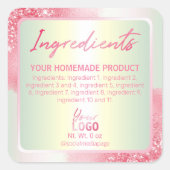 Luxueuze pastroze gloeilamp vierkante sticker (Voorkant)