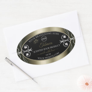 Luxueuze Platinum Black productlabels met Logo Ovale Sticker