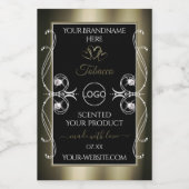 Luxueuze Platinum Black productlabels met Logo Voedselcontainer Etiket (Enkel label)