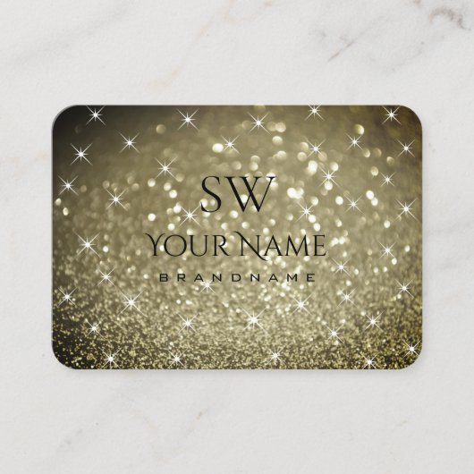 Luxueuze Platinum Glitter Luminous Stars Initialen Visitekaartje (Voorkant)