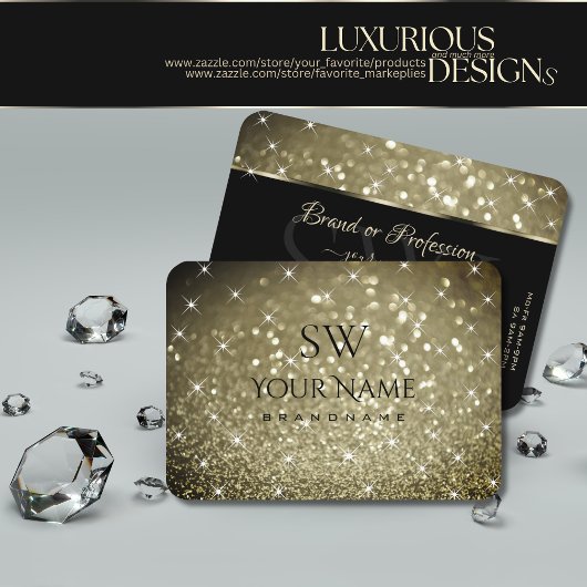 Luxueuze Platinum Glitter Luminous Stars Initialen Visitekaartje