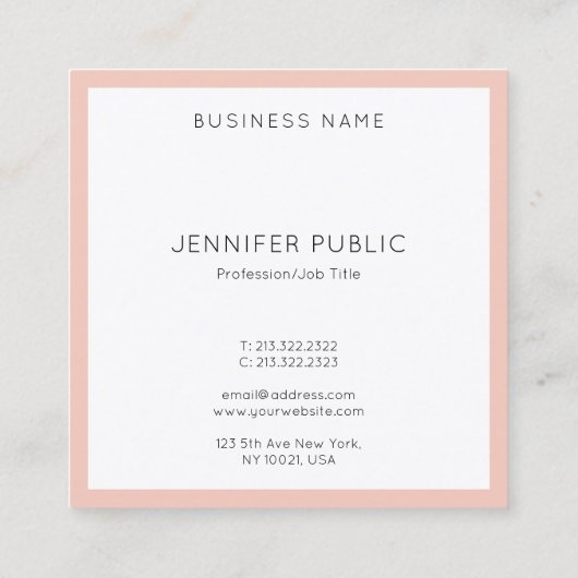 Luxueuze Premium Silk Moderne Legante Sjabloon Vierkante Visitekaartje (Achterkant)