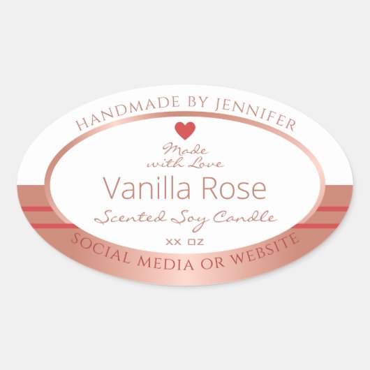 Luxueuze productverpakkingslabels Roos goudwit Ovale Sticker (Voorkant)
