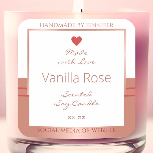 Luxueuze productverpakkingslabels Roos goudwit Vierkante Sticker