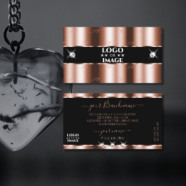 Luxueuze Roos Gold Black Sparkle Jewelen met Logo Visitekaartje