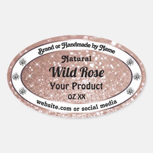 Luxueuze Roos Gold Glitter Jewels Product Labels (Voorkant)