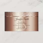 Luxueuze Roos Gold Sparkle Glitter en Initialen Visitekaartje (Achterkant)