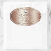 Luxueuze Rosegold Glitter-productlabels voegen Log Ovale Sticker (Tas)