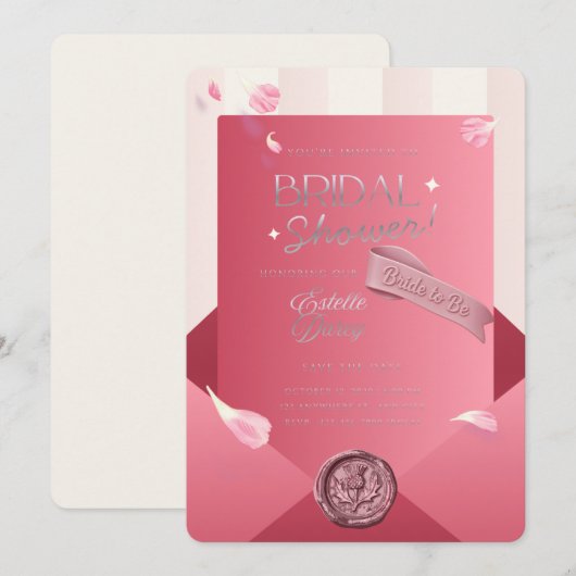 Luxueuze Roze Bruidsborrel Uitnodiging | Bewerkbaa (Voorkant / Achterkant)
