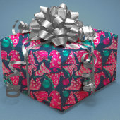 Luxueuze roze faux glitter gnomen petten Kerstmis Inpakpapier Vel