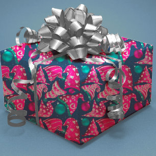 Luxueuze roze faux glitter gnomen petten Kerstmis Inpakpapier Vel