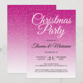 Luxueuze roze Glitter Ombre kerstparty Kaart (Voorkant / Achterkant)