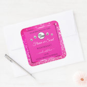 Luxueuze roze Logo diamanten met productlabel voor Vierkante Sticker (Envelop)