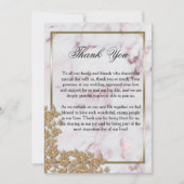 Luxueuze roze marmer en parelhout Dank je Bedankkaart (Voorkant)