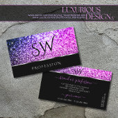 Luxueuze roze Paarse glitter sterren zwarte Initia Visitekaartje