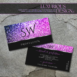 Luxueuze roze Paarse glitter sterren zwarte Initia Visitekaartje