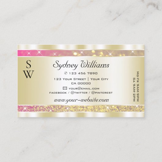 Luxueuze roze Paarse goudsterren Initialen Visitekaartje (Achterkant)