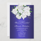 Luxueuze Rozen en donkerblauwe bruiloft Kaart (Voorkant)