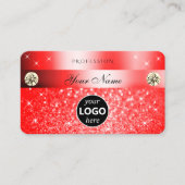 Luxueuze Ruby Red Glitter Sparkle Stars met Logo Visitekaartje (Voorkant)