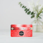 Luxueuze Ruby Red Glitter Sparkle Stars met Logo Visitekaartje (Staand voorkant)