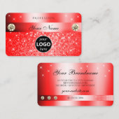 Luxueuze Ruby Red Glitter Sparkle Stars met Logo Visitekaartje (Voorkant / Achterkant)