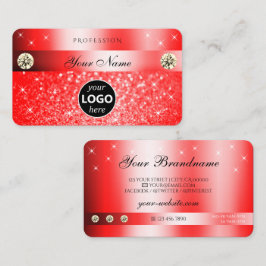 Luxueuze Ruby Red Glitter Sparkle Stars met Logo Visitekaartje