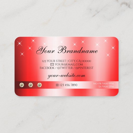 Luxueuze Ruby Red Glitter Sparkle Stars met Logo Visitekaartje (Achterkant)