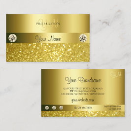 Luxueuze shimmery Glitter Monogram Luminous Gold Visitekaartje