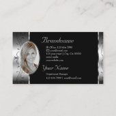 Luxueuze Silver Black  grenzen met foto Visitekaartje (Achterkant)