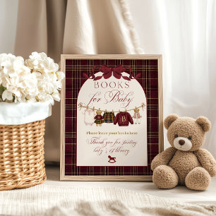 Luxueuze teddy babyshow meisje geruite boeken poster