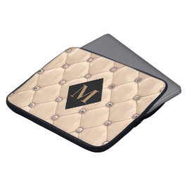 luxueuze tufed gold monogram laptop sleeve