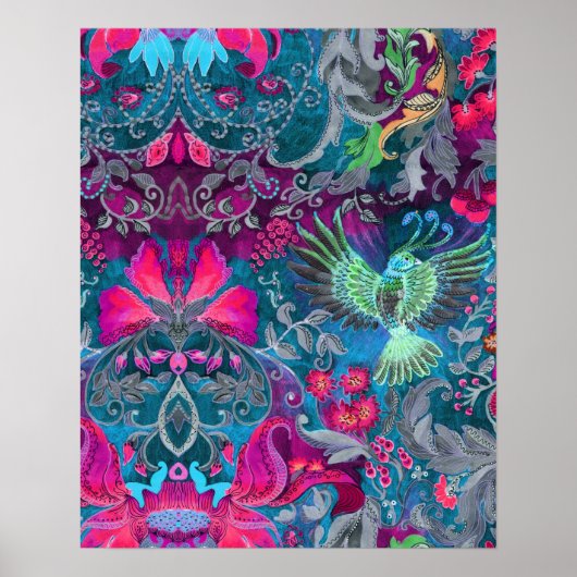 luxueuze tuinblauw vogellux poster (Voorkant)